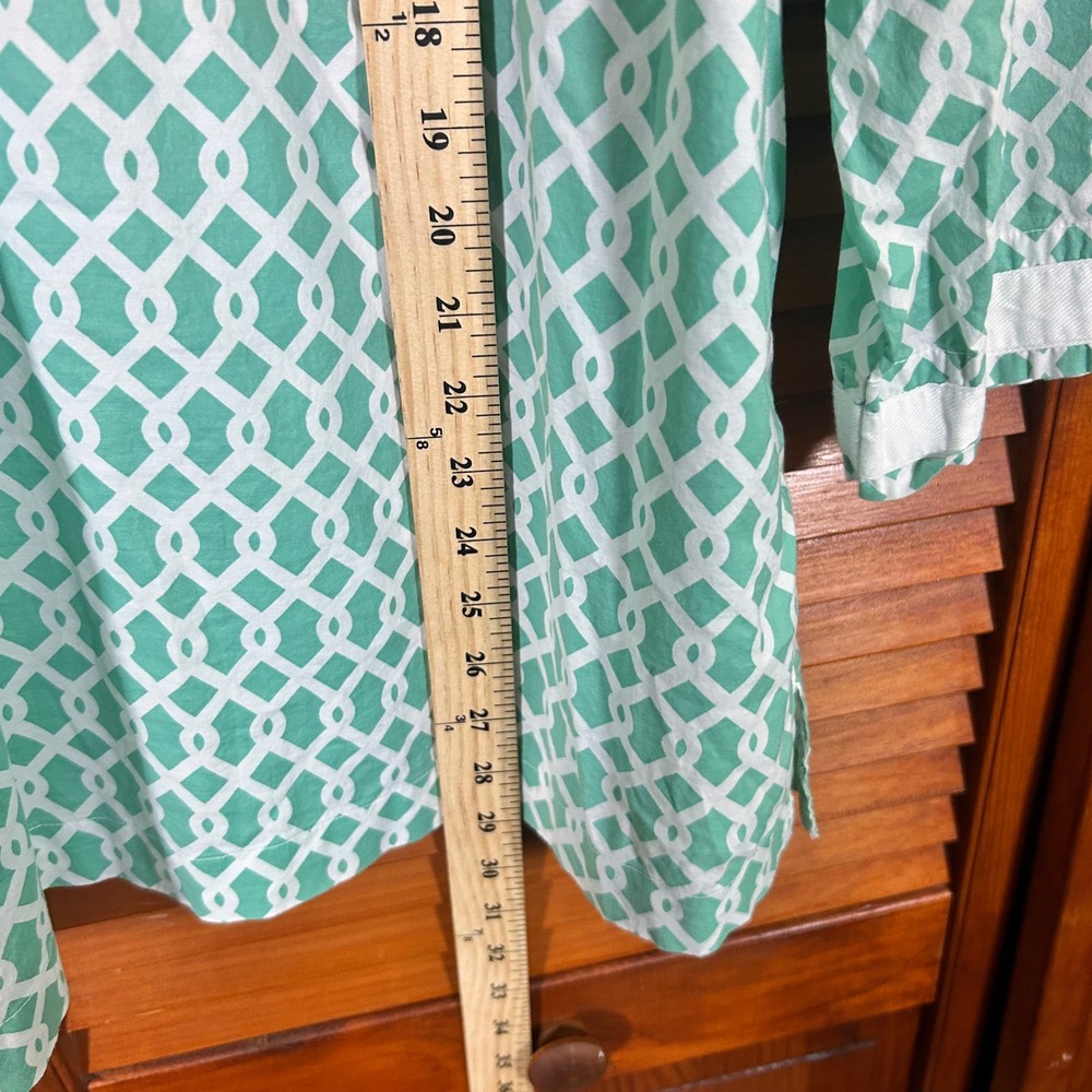 Peter Millar Womens XL Mint Green White Geometric Lattice 3/4 Sleeve Tunic Top - Picture 5 of 6